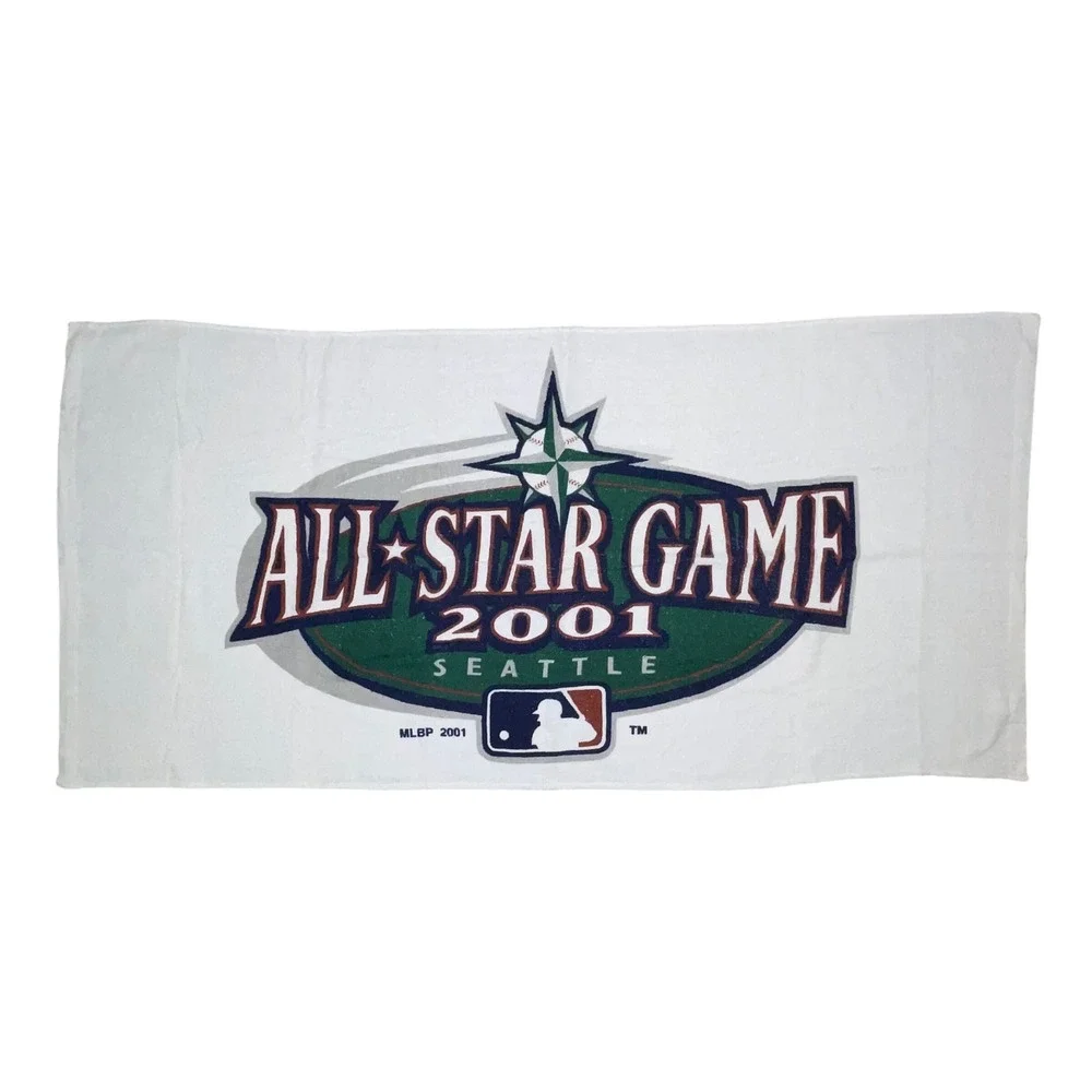 Vintage 2001 MLB All Star Game Seattle Beach Towel Sherry Mfg Co White